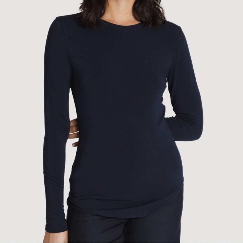 Kit and Ace Navy Crew Neck Cashmere Blend Long Sleeve Top 6
